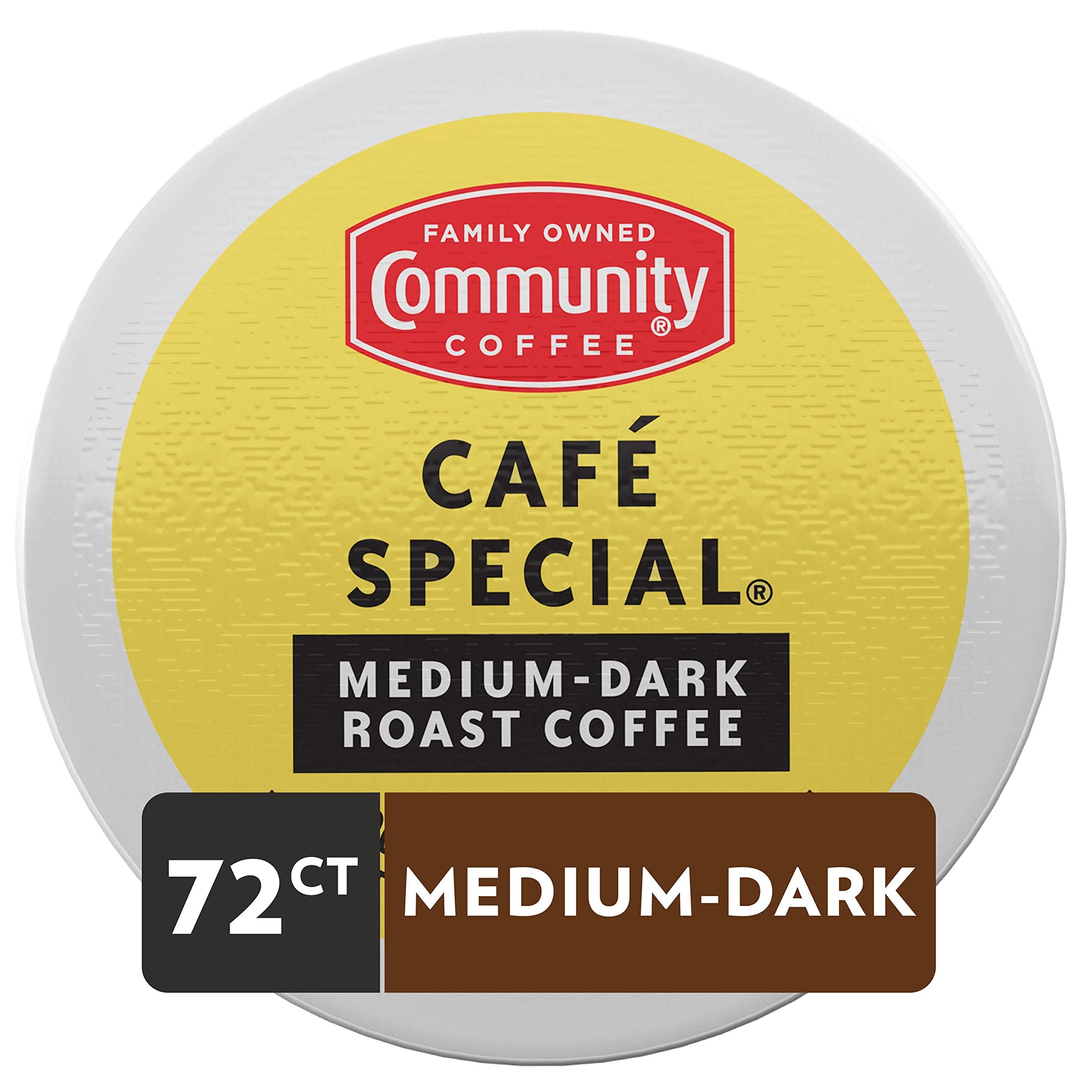 Close-up of Community Coffee K-Cup pod highlighting easy single-serve brewing
