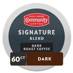 Community Coffee K-Cup pod top view highlighting label and easy-use design for Keurig compatibility