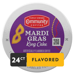 Community Coffee brewing a flavored cup with visible steam and inviting aroma