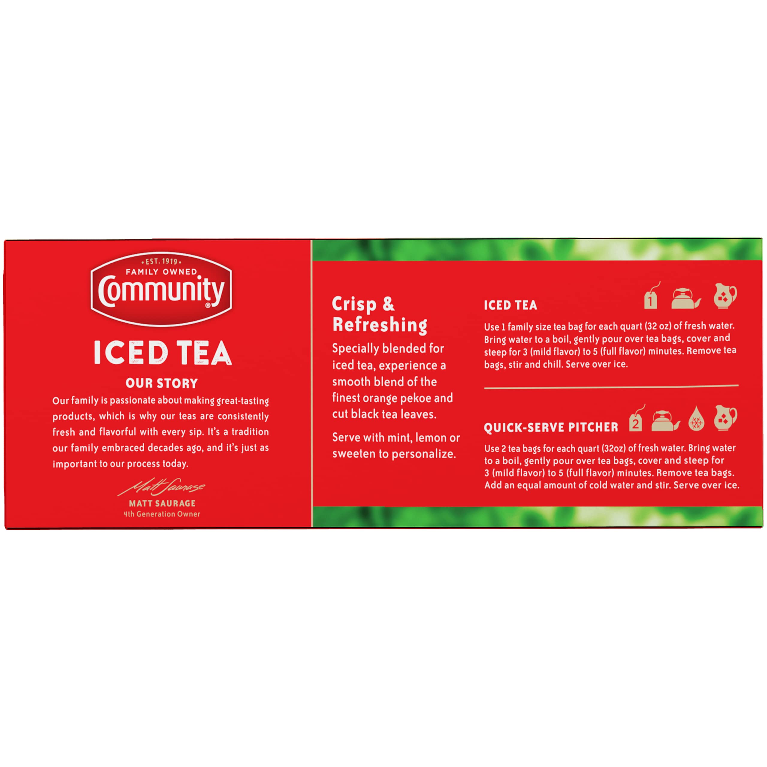 Community Coffee iced tea served outdoors with friends showing entertaining ease