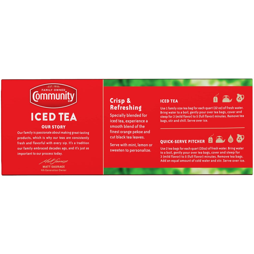 Community Coffee iced tea served outdoors with friends showing entertaining ease