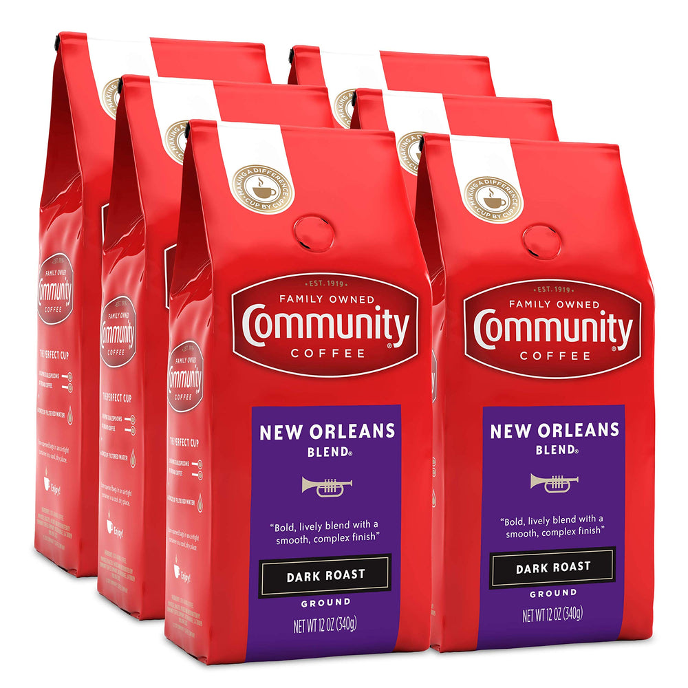 Community Coffee bag front view showing New Orleans Blend branding and bold roast benefit