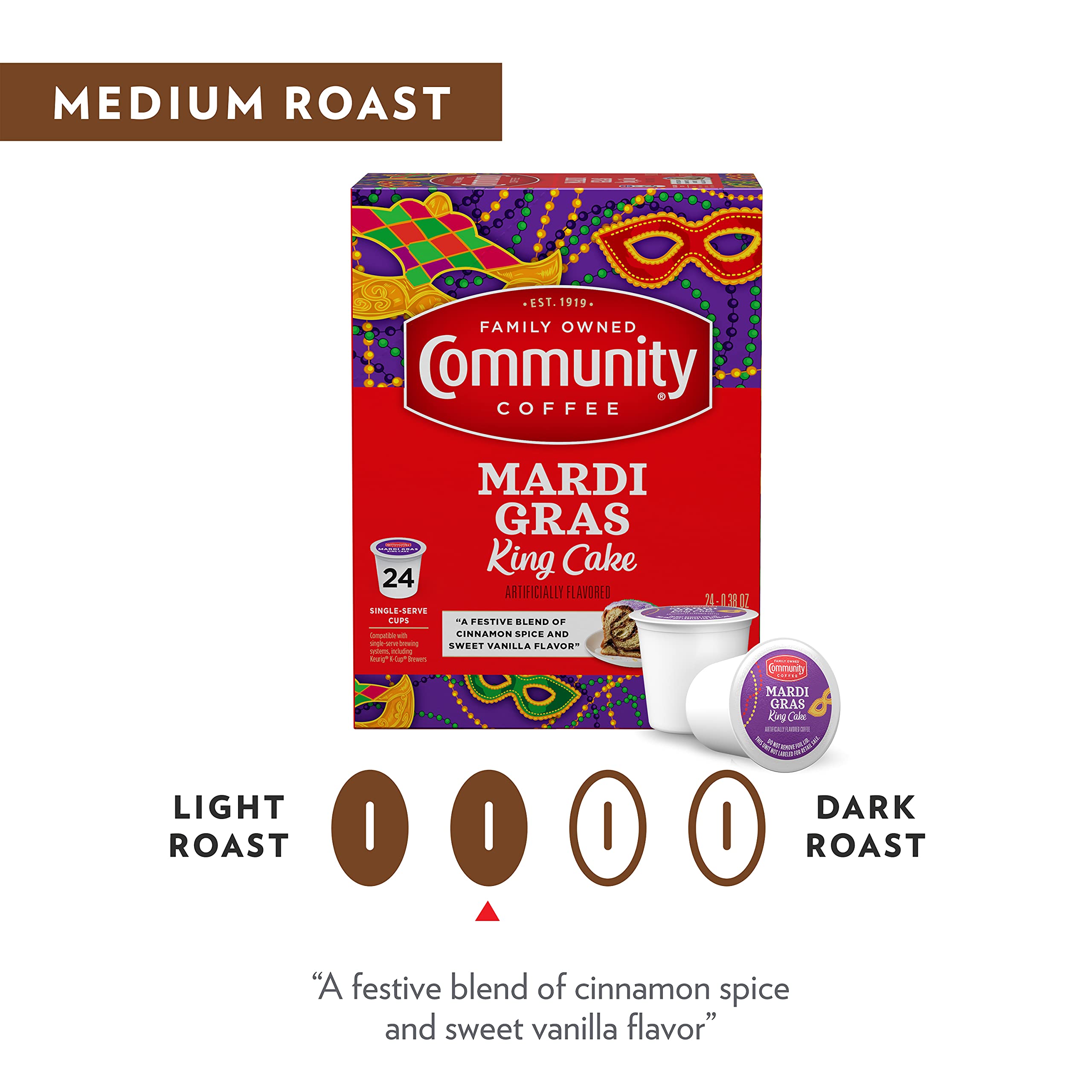 Community Coffee packaging label and details displaying ingredient clarity and product information benefit