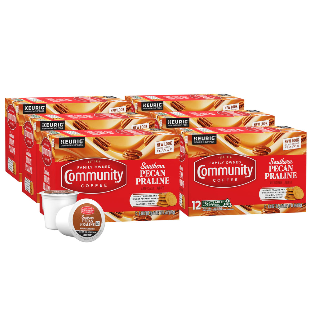 Community Coffee front packaging showing 72-count box and flavor benefits