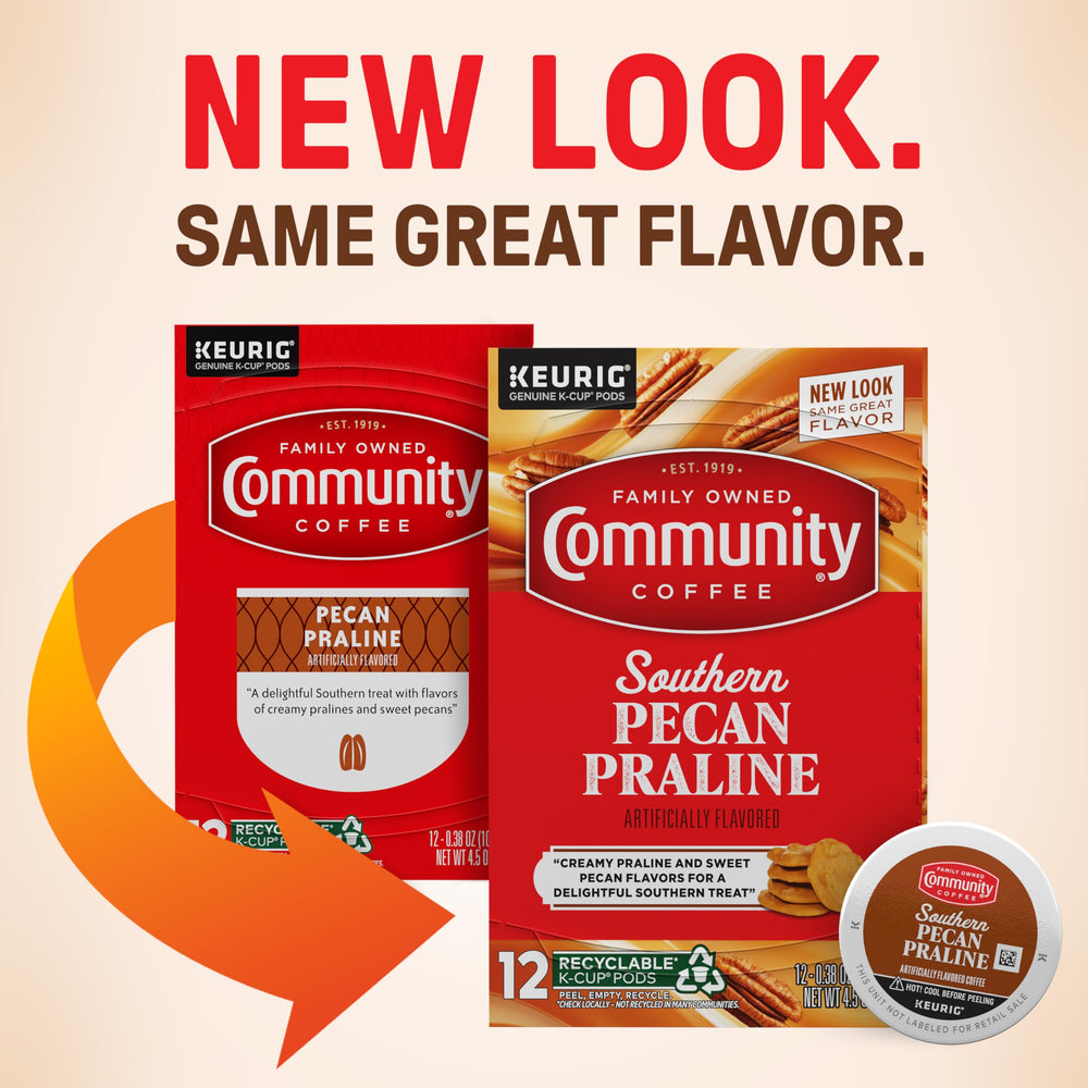 Top label of Community Coffee K-Cup pod clearly branded and easy to identify