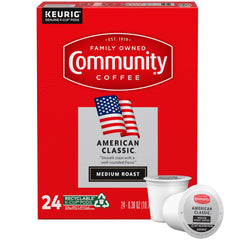 Community Coffee front box image showing 24-count pods and clear branding, quick selection benefit