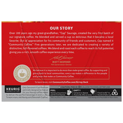 Community Coffee single pod close-up showing label and compatibility features
