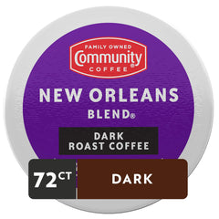 Community Coffee pod top close-up showing seal and easy brewing benefit
