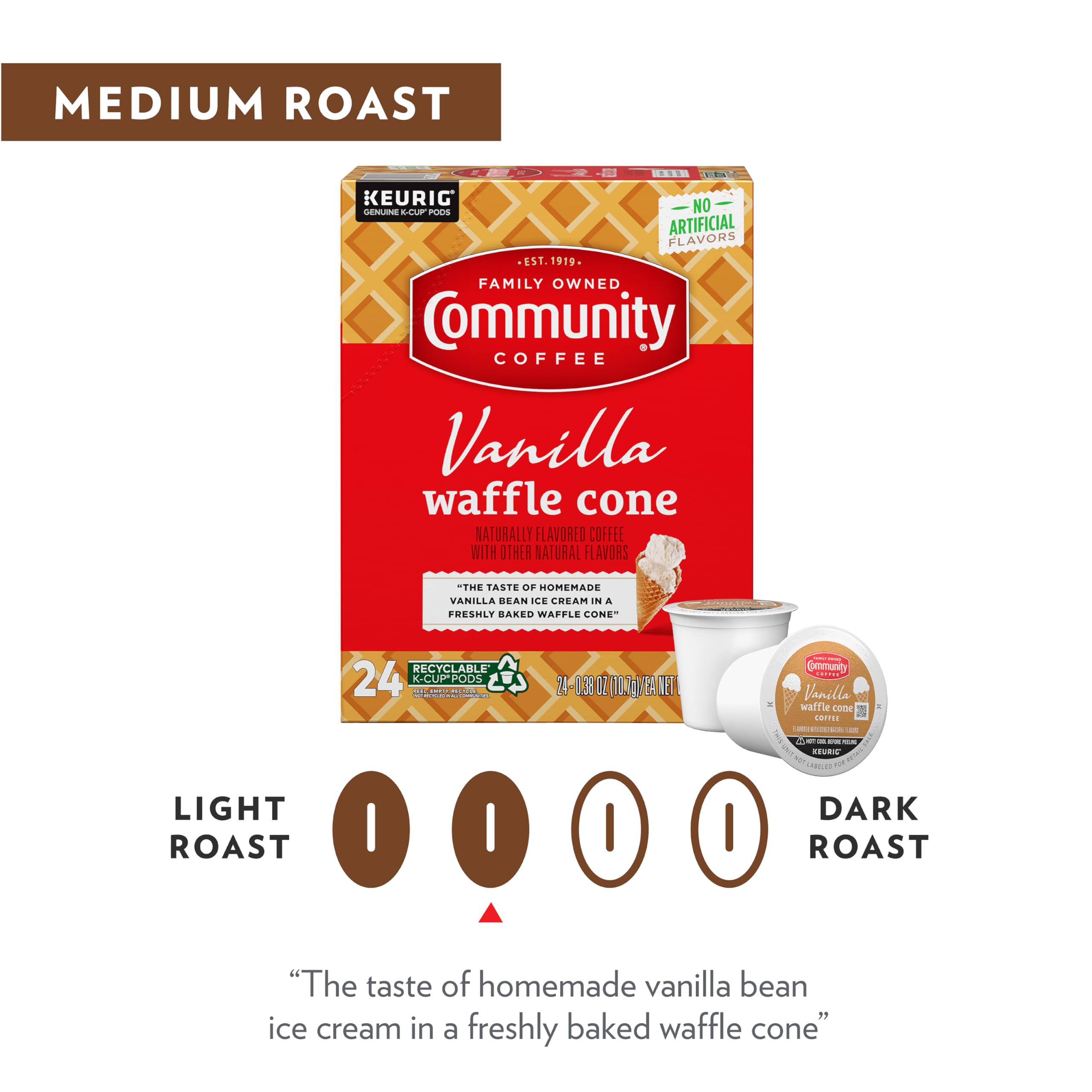 Community Coffee label detail focused on aroma and quality assurance