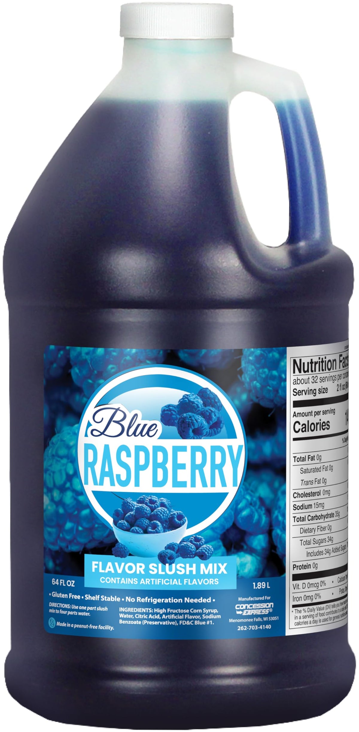 Concession Express front bottle view showing size and vibrant blue color