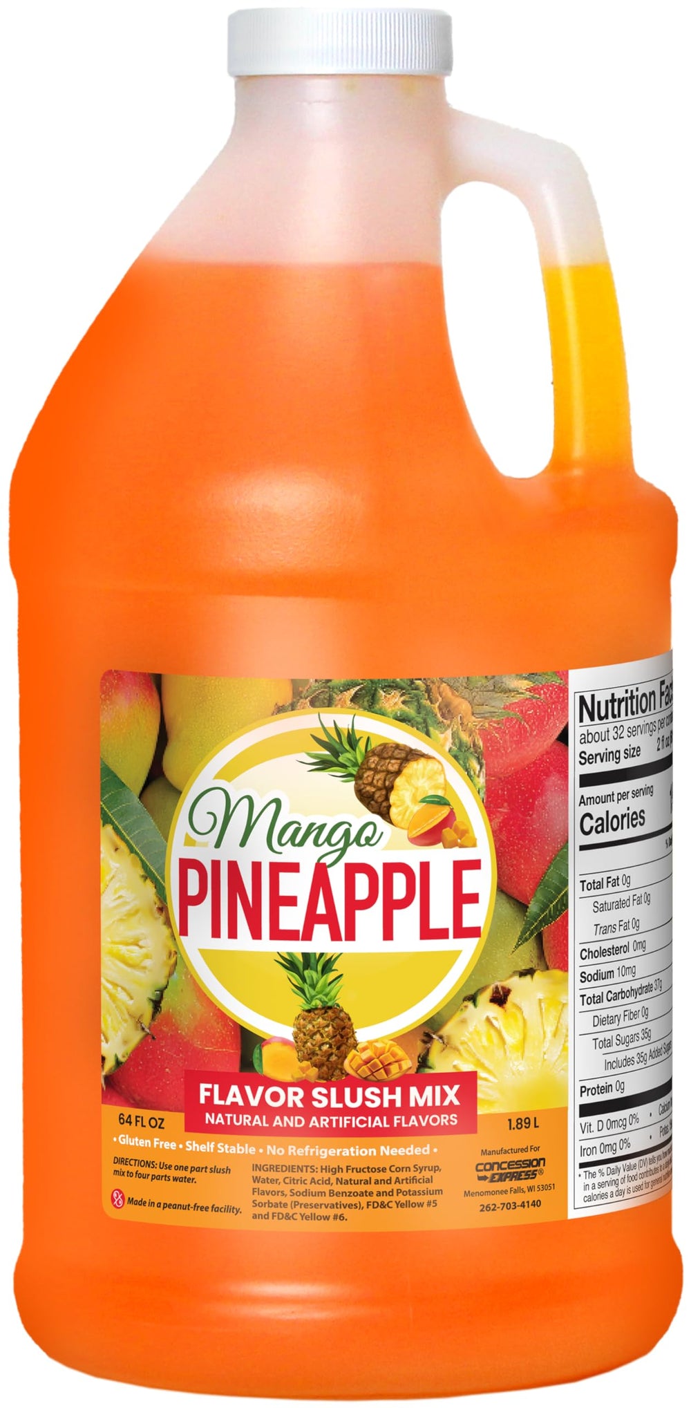 Concession Express front packaging showing 64 oz bottle and flavor benefits