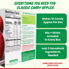 Concord Foods open box displaying ten individually wrapped candy apple sticks