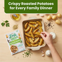 Concord Foods seasoning coated on golden roasted potatoes for crisp flavor