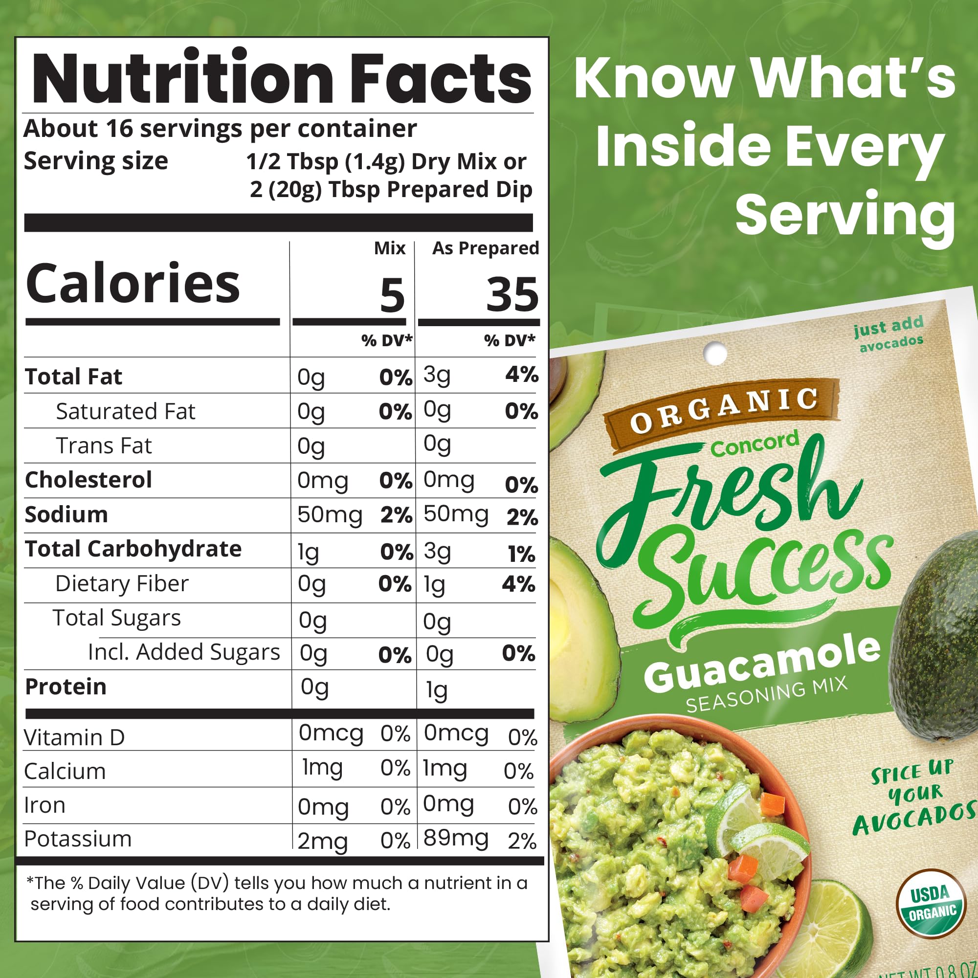 Concord Fresh Success packet label with organic certifications ensuring clear sourcing