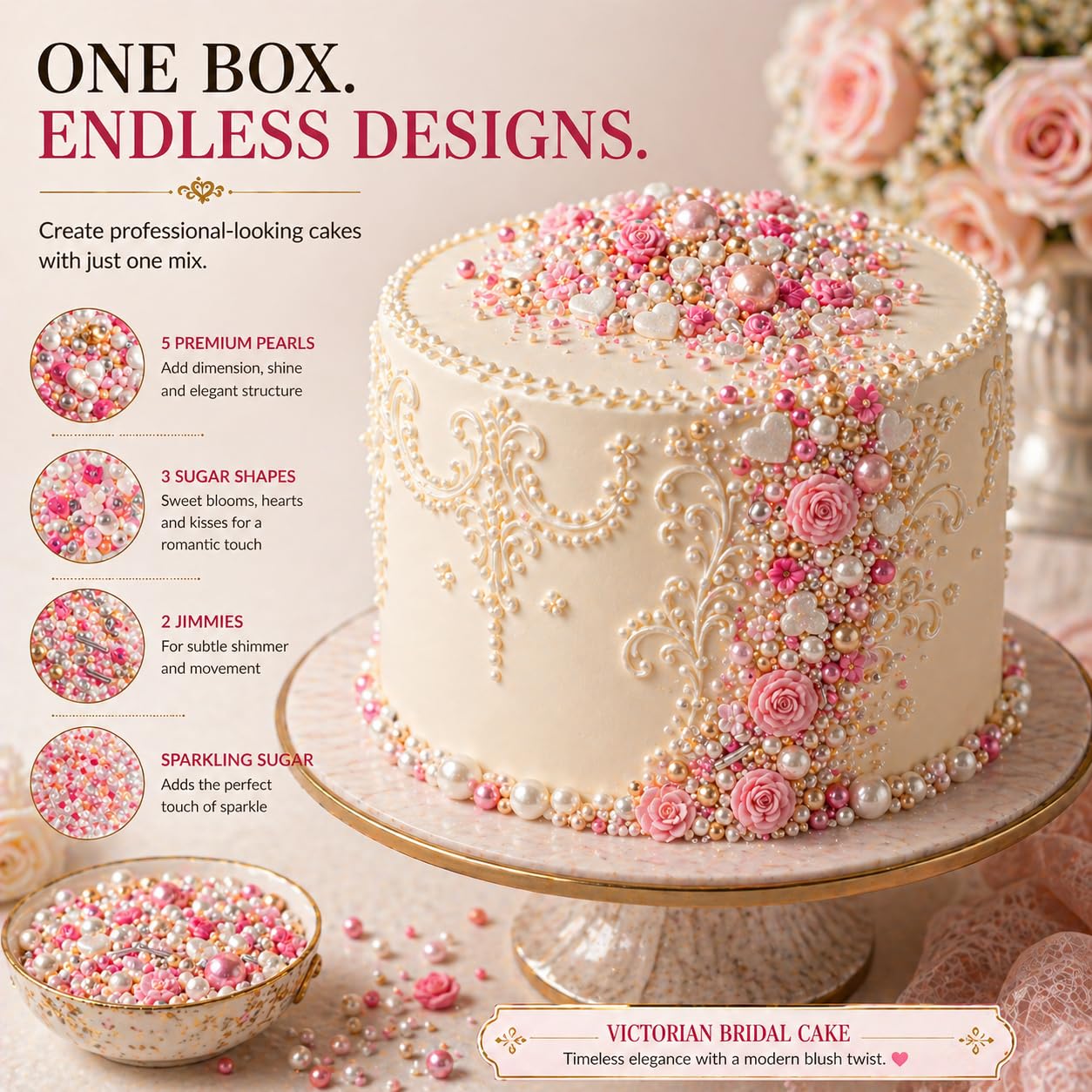 Confect sprinkles adhering to buttercream, brand ensures stable decoration performance