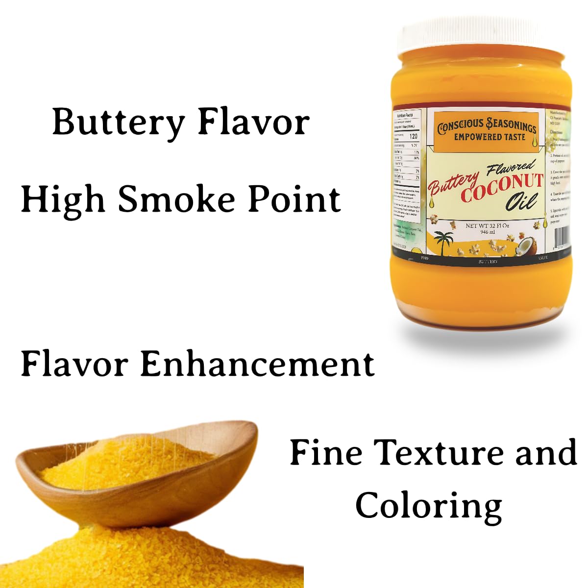 CONSCIOUS SEASONINGS popcorn seasoning salt close-up showing fine texture