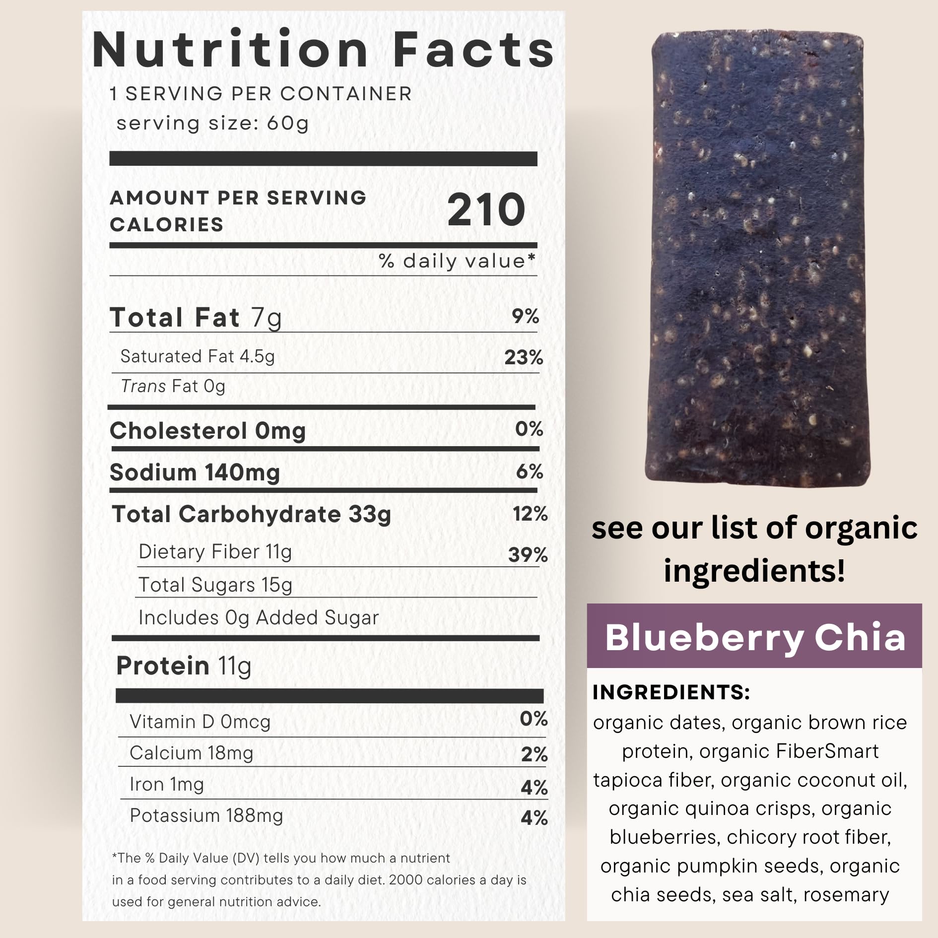 Consider This close-up of bar texture highlighting fiber-rich, whole-ingredient composition and mouthfeel