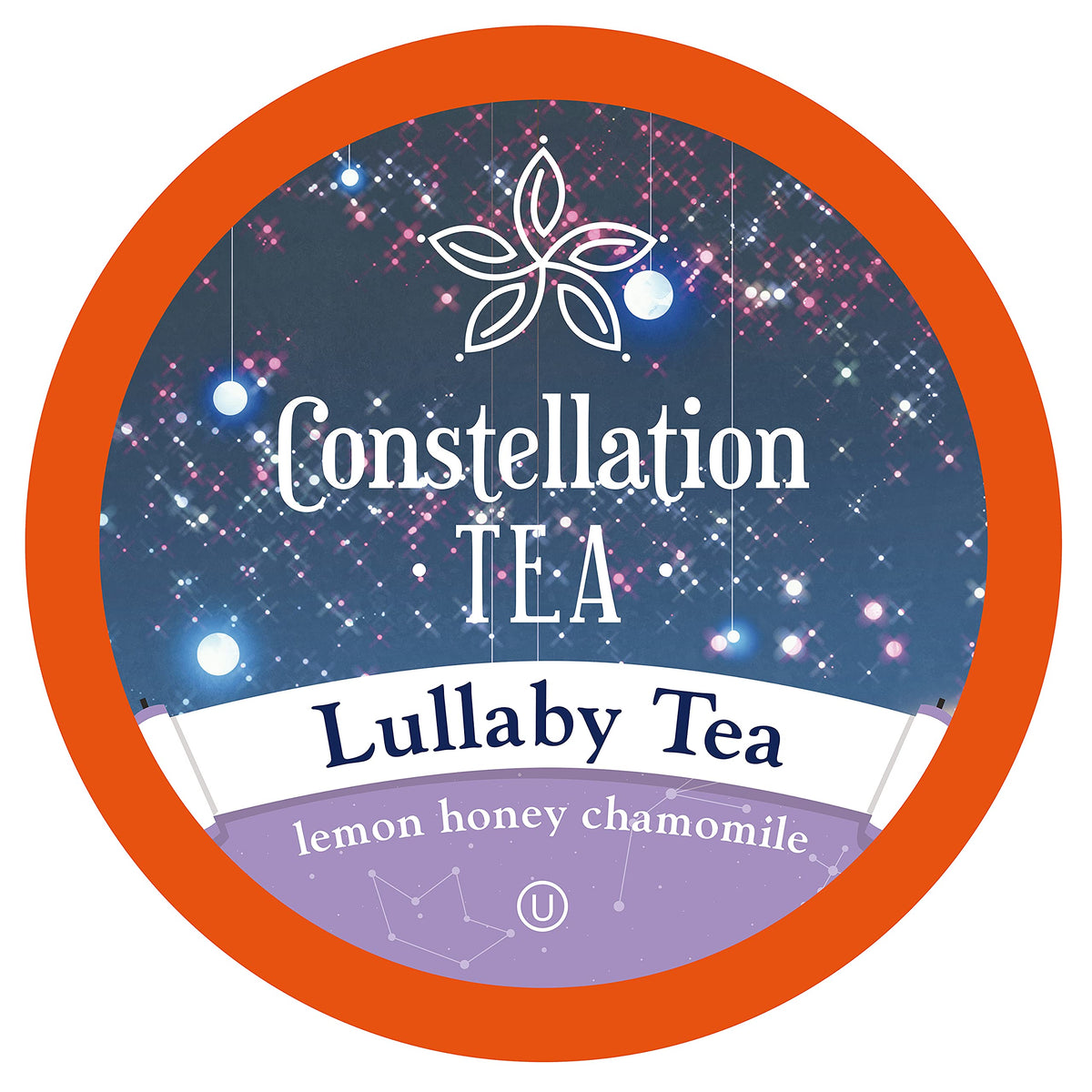 Constellation Tea front packaging showing 40 pods and calming design benefit