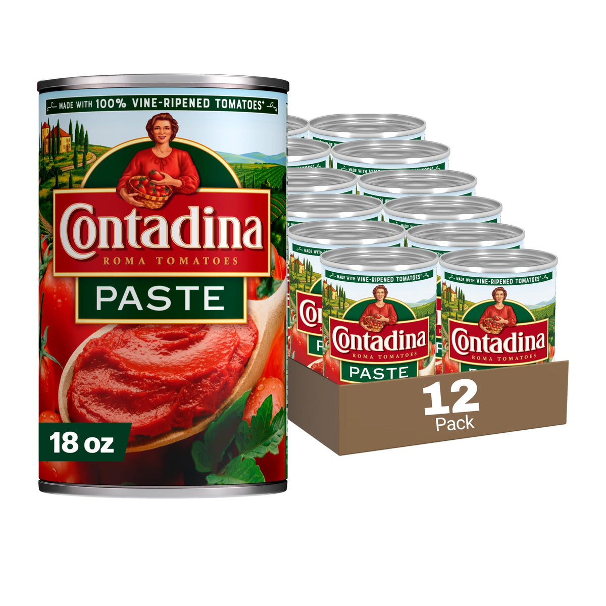 Contadina front packaging 18 oz can showing label and brand benefit