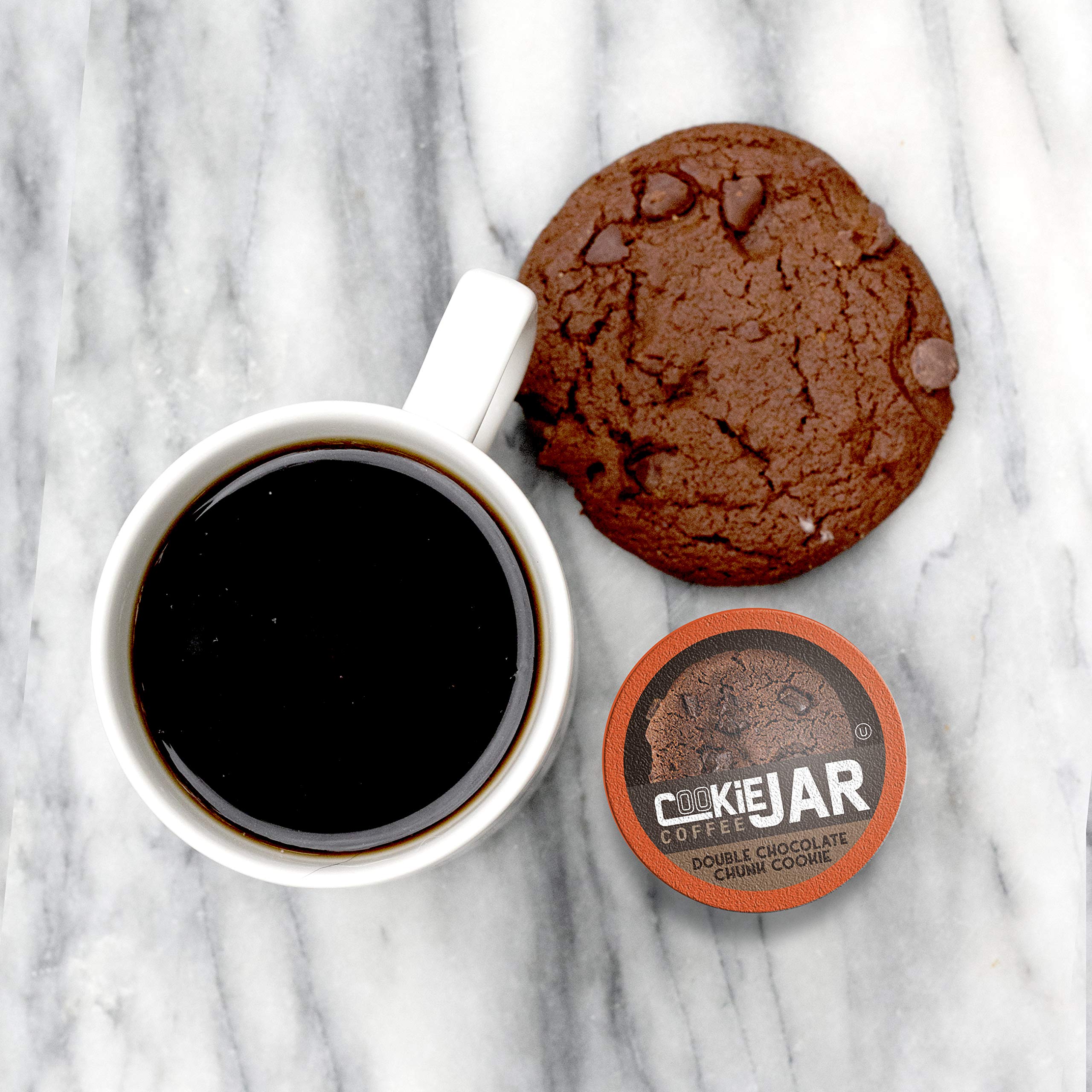 Cookie Jar single-serve pod loaded in Keurig brewer demonstrating compatibility and quick brewing