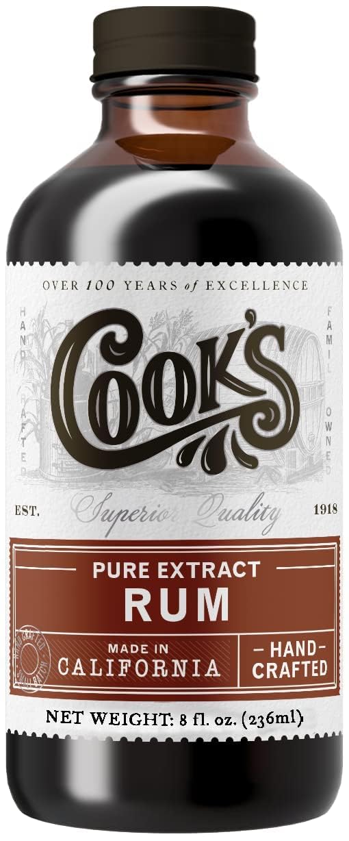 COOK'S front view of 8 oz amber bottle shows label and resealable cap for fresh storage