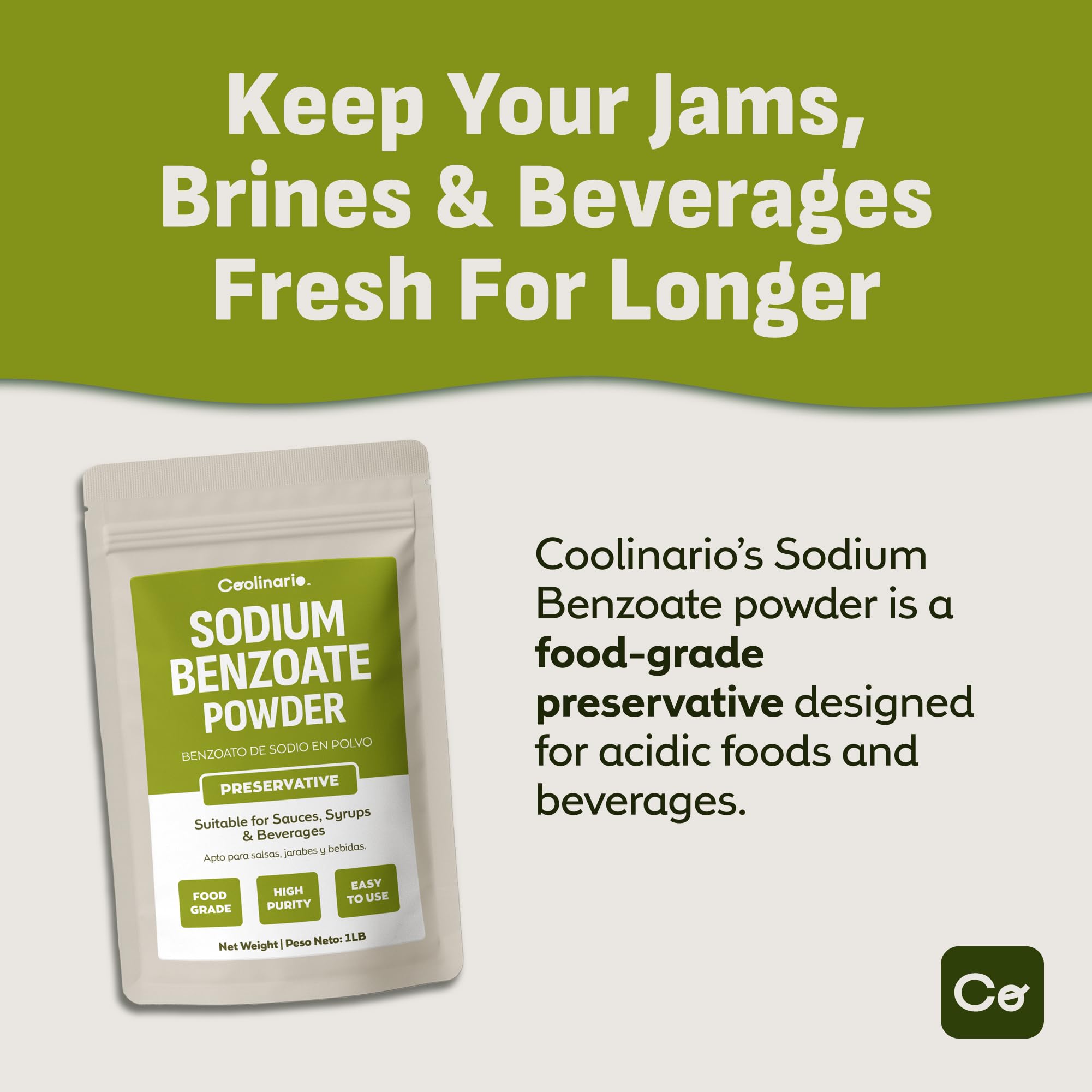 Coolinario fine white powder close-up showing smooth texture for quick dissolving