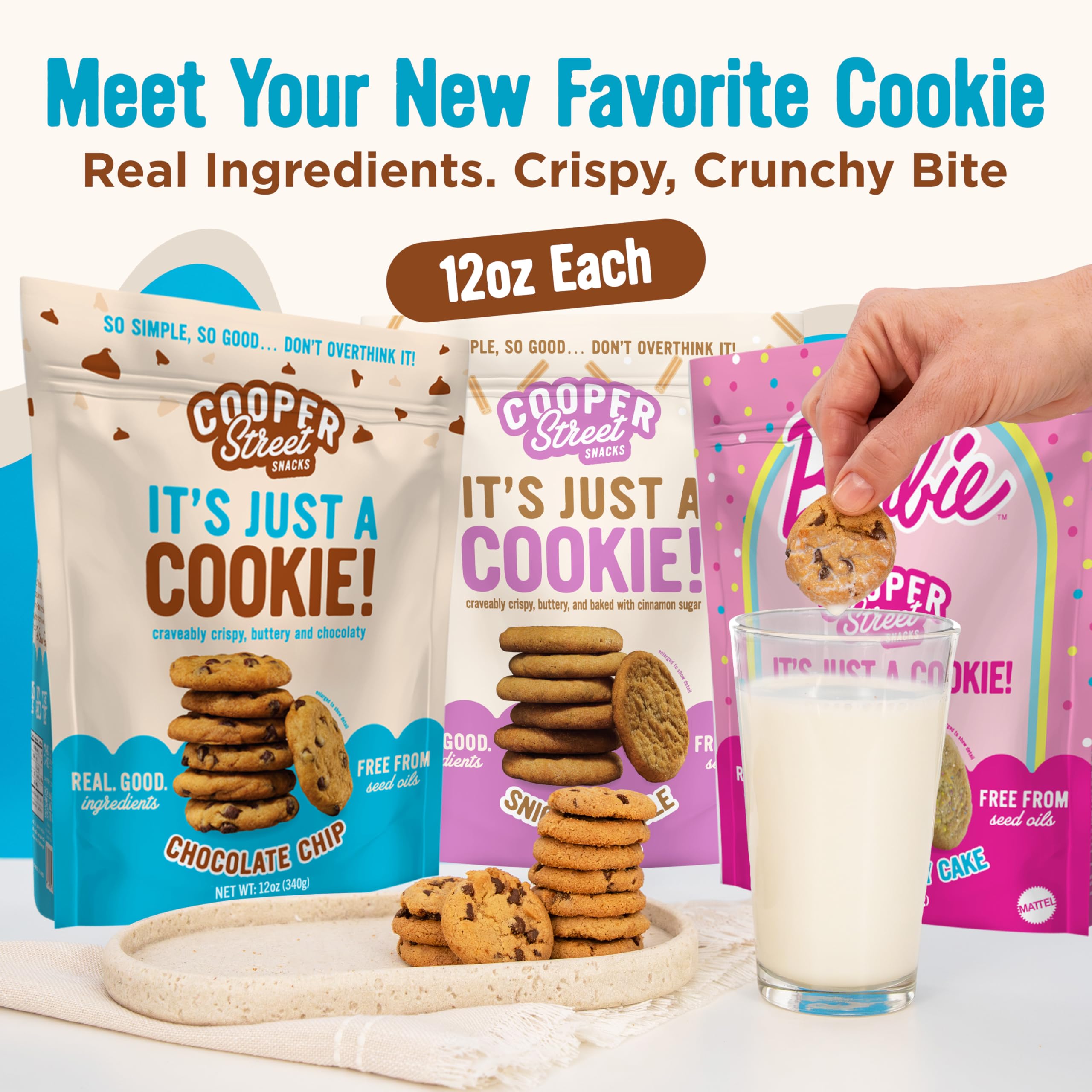 COOPER STREET chocolate chip cookie close-up highlighting crisp texture and rich buttery chips for satisfying crunch