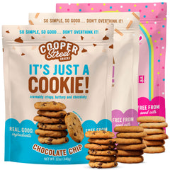 COOPER STREET front packaging showing three 12 oz resealable bags and flavor names for easy selection