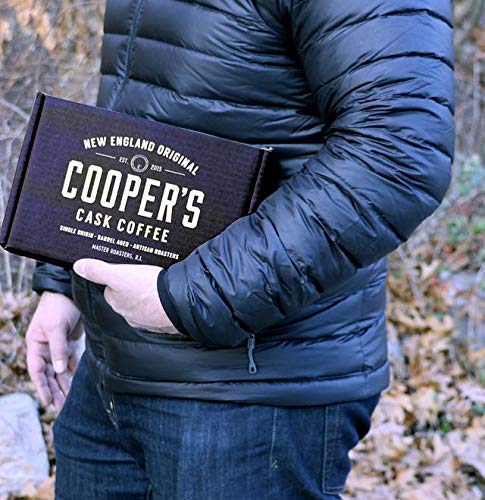 Cooper's Cask bag on a kitchen counter in lifestyle scene, suggests premium ritual