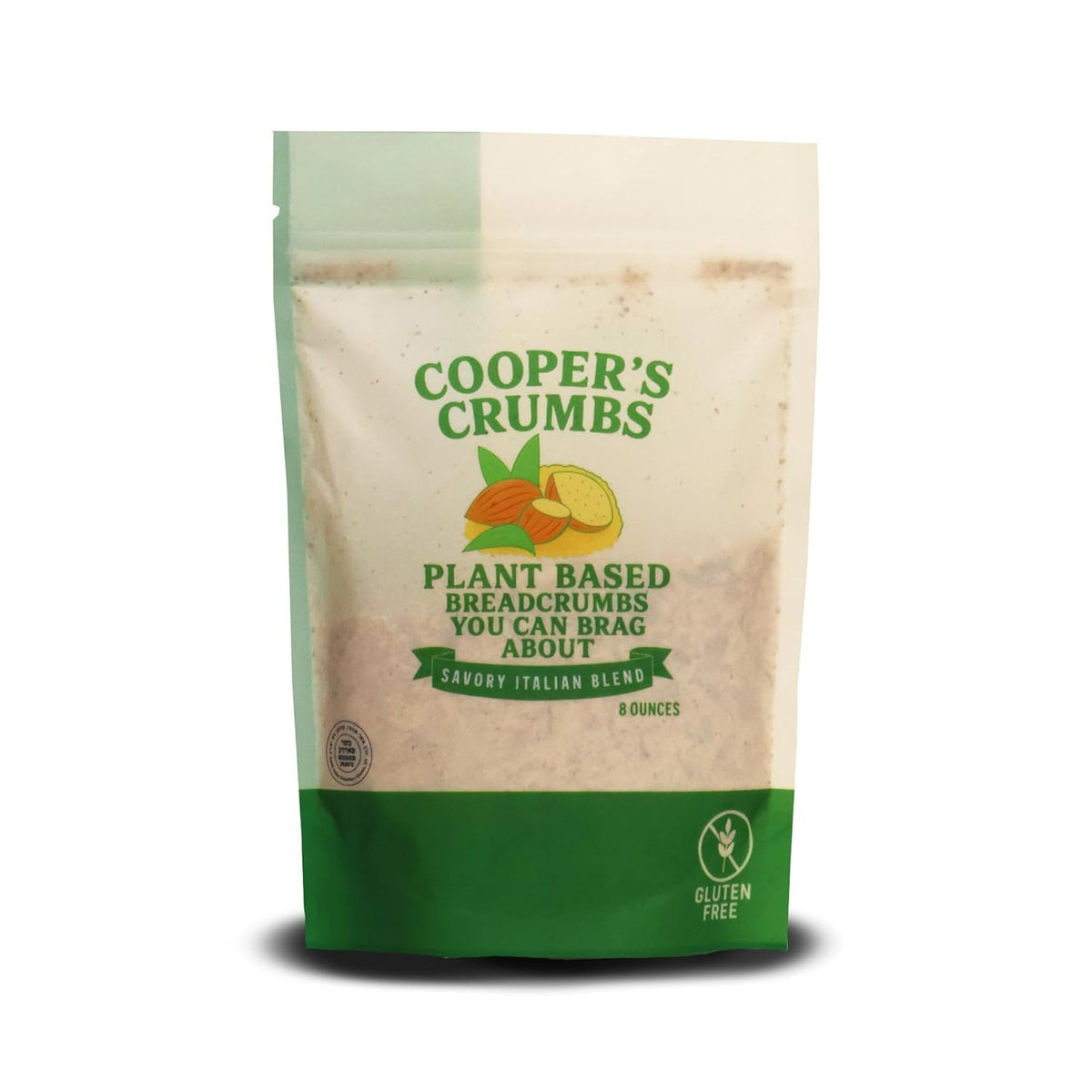 Cooper's Crumbs jar front view showing brand and seasoned crumb blend benefit