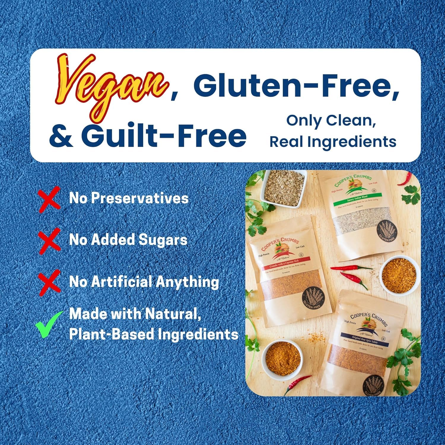 Cooper's Crumbs label and ingredient view highlighting kosher made in USA