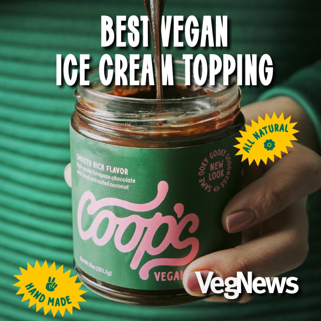 Coop's fudge drizzle on pancakes enhancing breakfast appeal