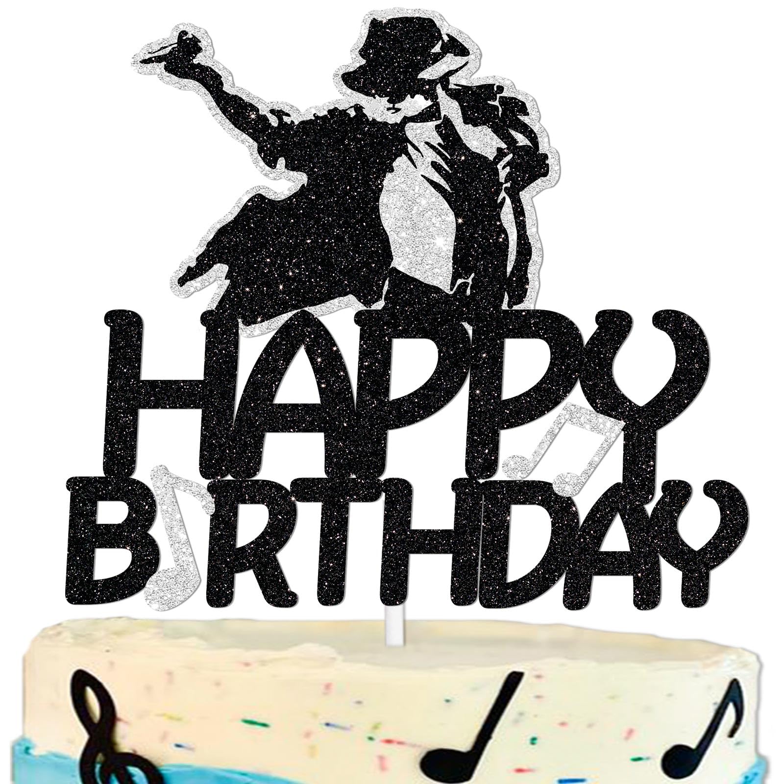 COOSOAR front view of music cake topper showing bold silhouette and instant style