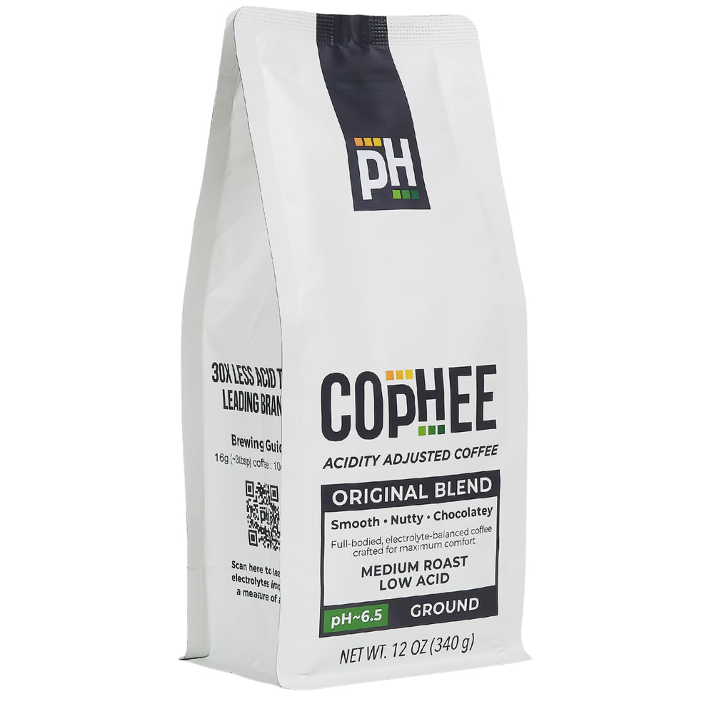 COpHEE front packaging 12 oz showing smooth low acid branding and benefits