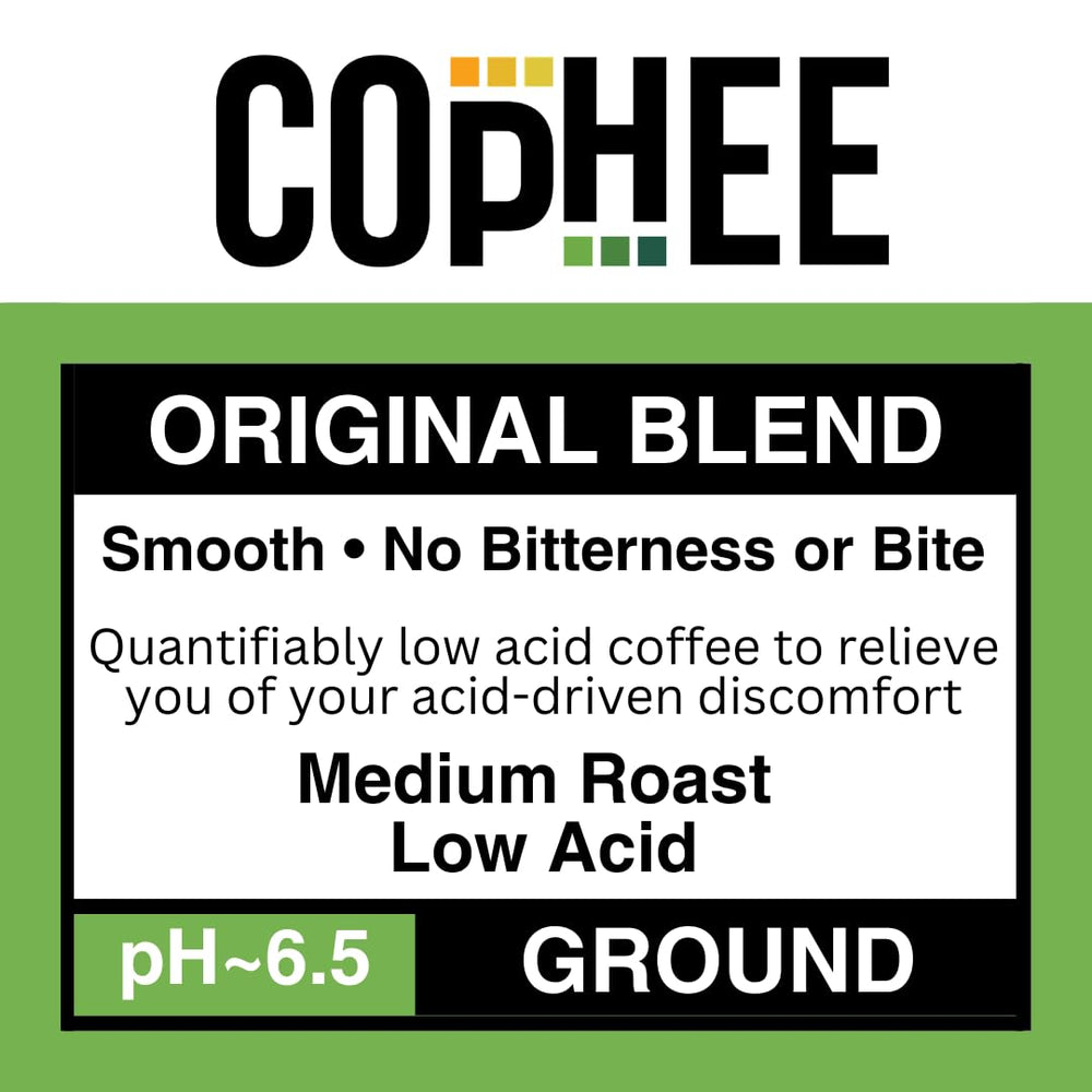 Close-up of COpHEE ground coffee texture highlighting smooth medium roast aroma
