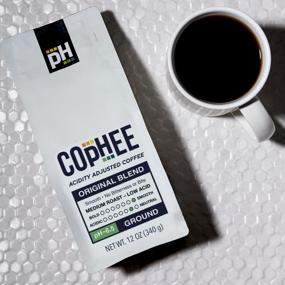 COpHEE 12 oz bag beside a ruler indicating size and single-bag portion