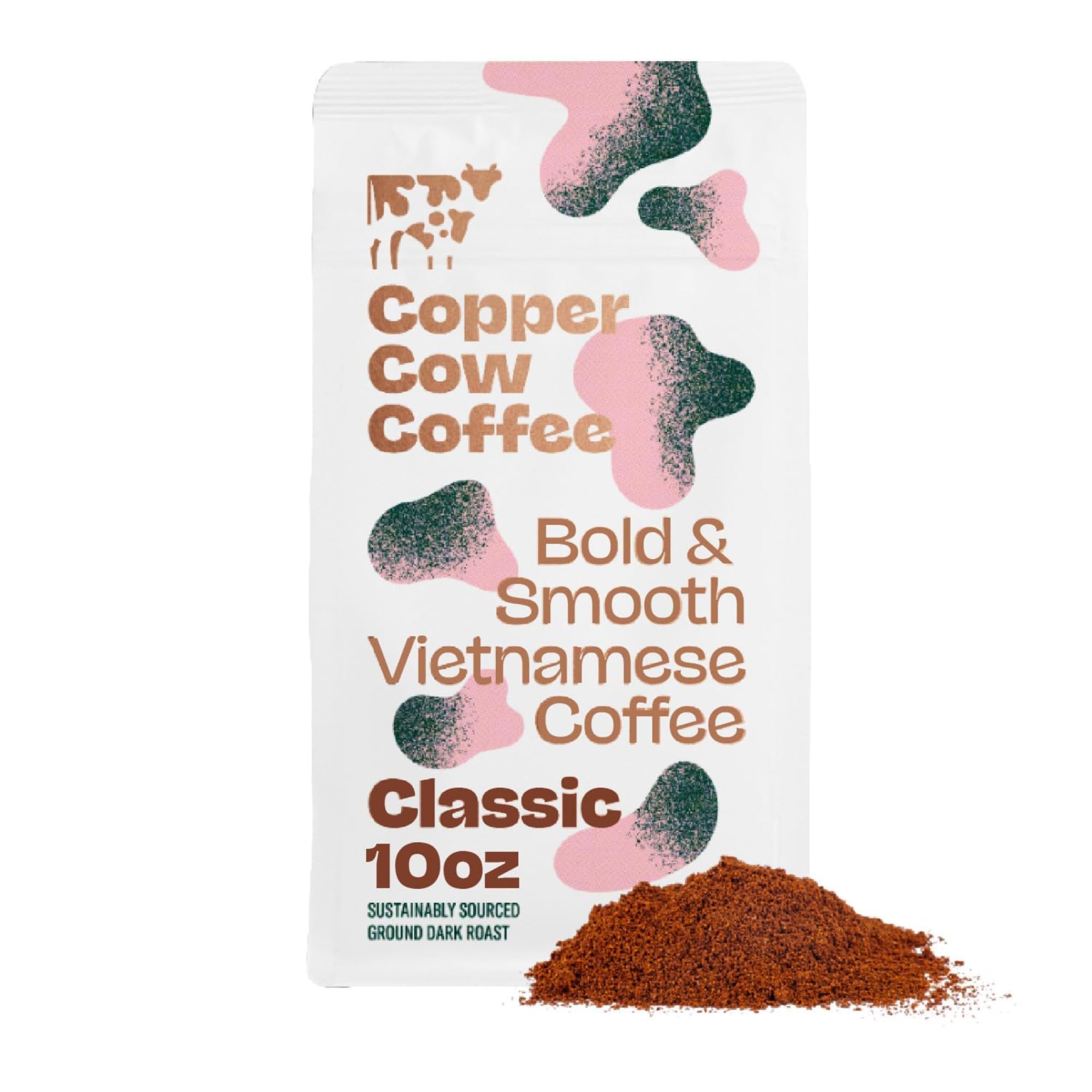 Copper Cow front packaging showing 10 oz bag and product name, clear brand identity and bold appeal