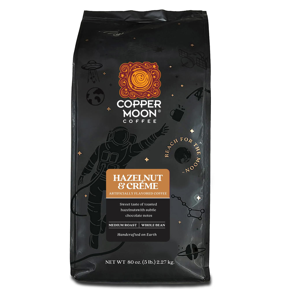 Copper Moon front packaging showing 5 lb bag and flavor benefits