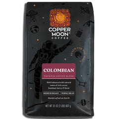 Copper Moon front packaging showing 2 lb bag and roast info for clear purchase decision