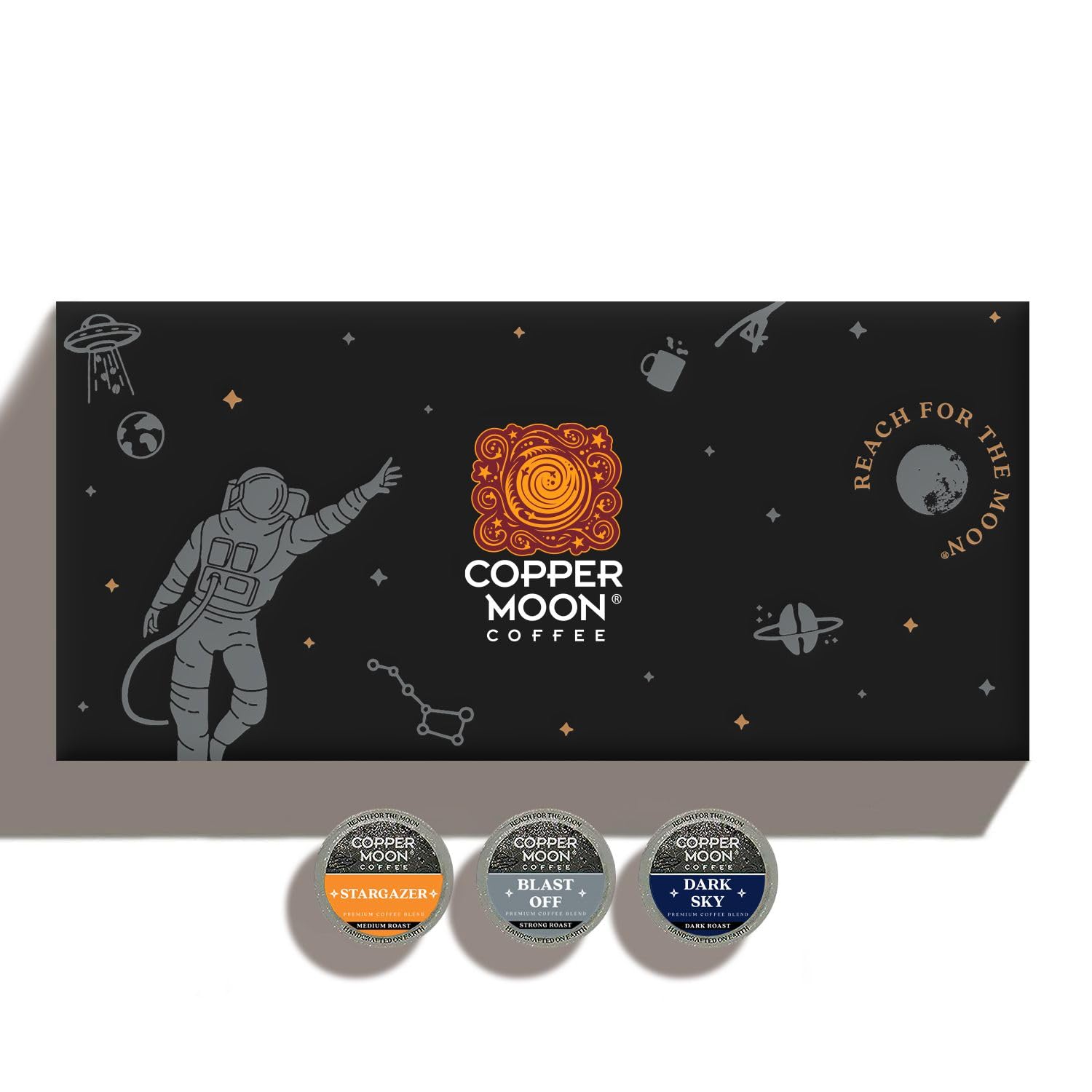 Copper Moon front packaging showing 60-count variety pack and convenience