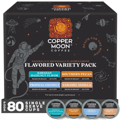Copper Moon front packaging showing 80-count variety pack and convenience benefit