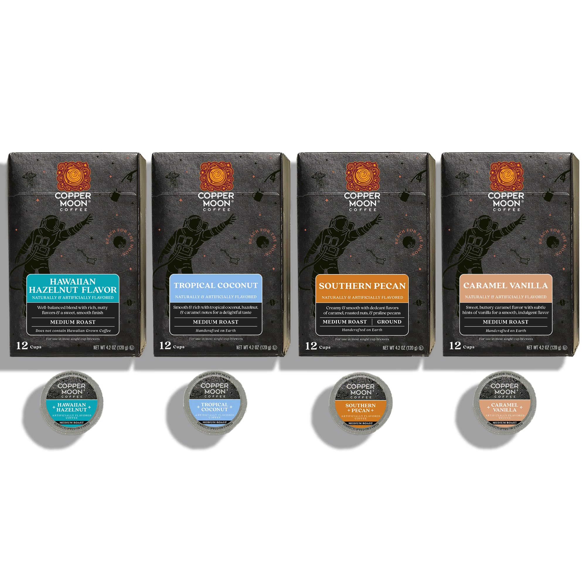 Close-up of Copper Moon K-Cup pod detail highlighting seal freshness