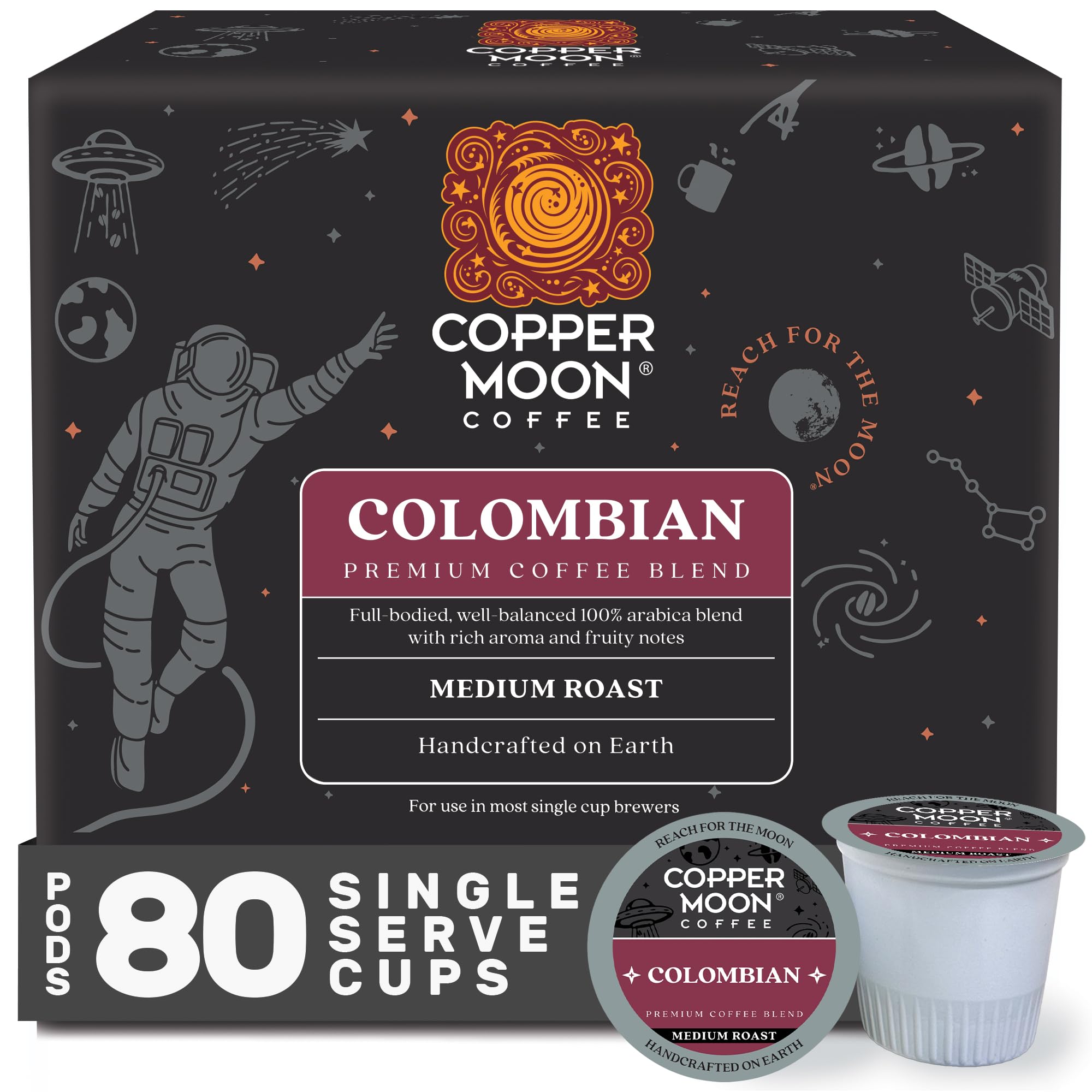 Copper Moon front packaging showing 80-count pods and brand benefit convenience