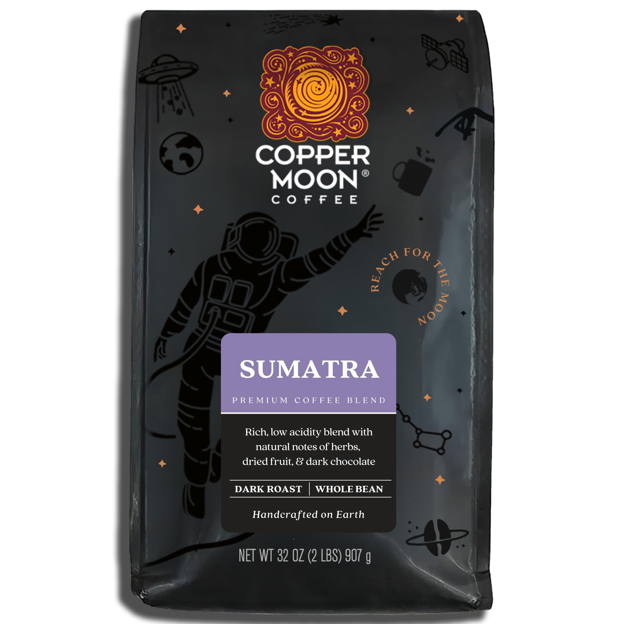 Copper Moon front packaging showing 2 lb bag and brand for clear product ID and freshness