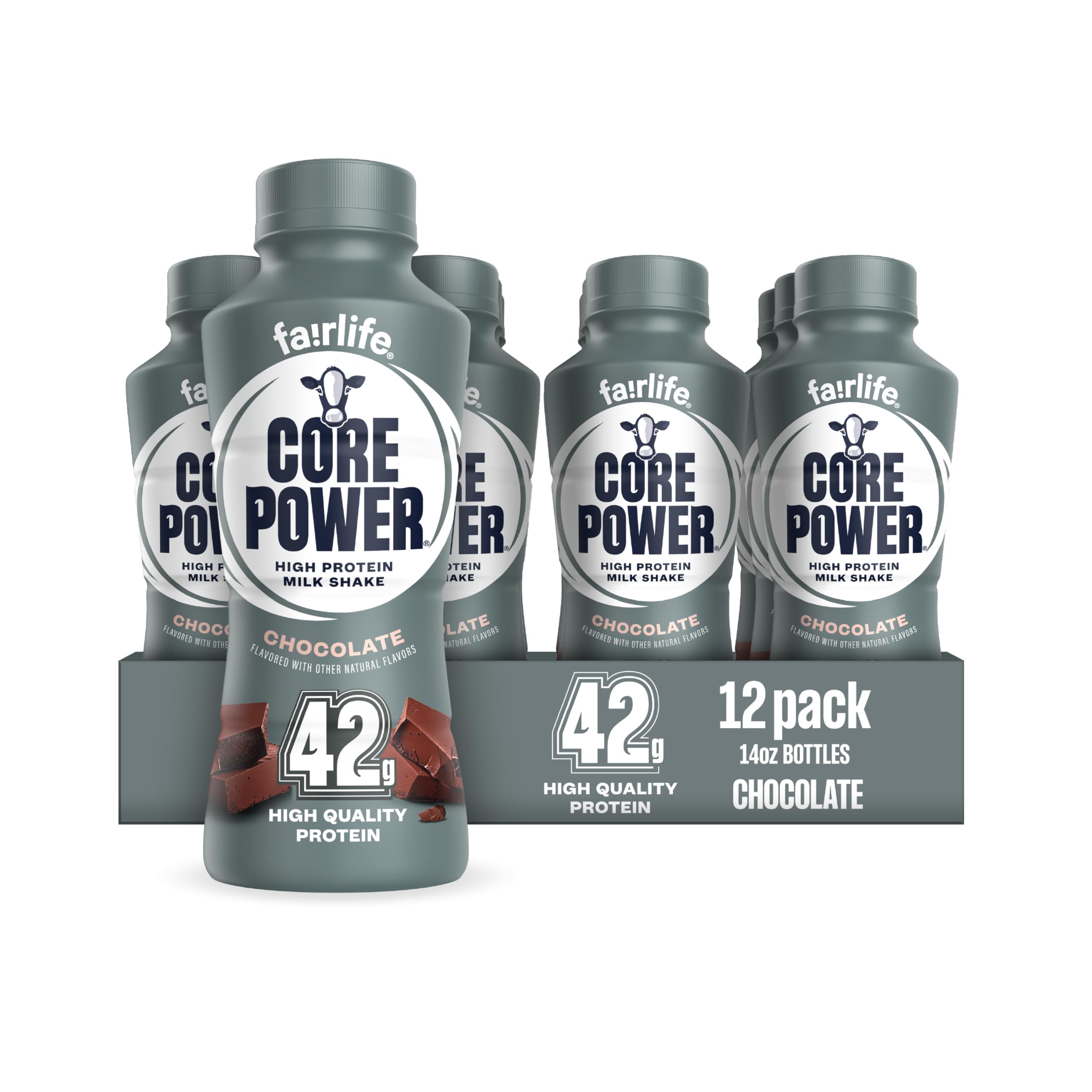 Core Power Elite front packaging showing chocolate bottle and brand benefits