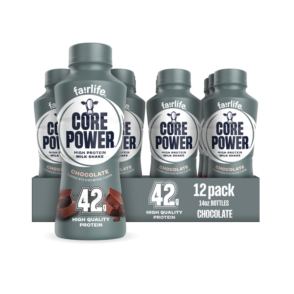 Core Power Elite front packaging showing chocolate bottle and brand benefits