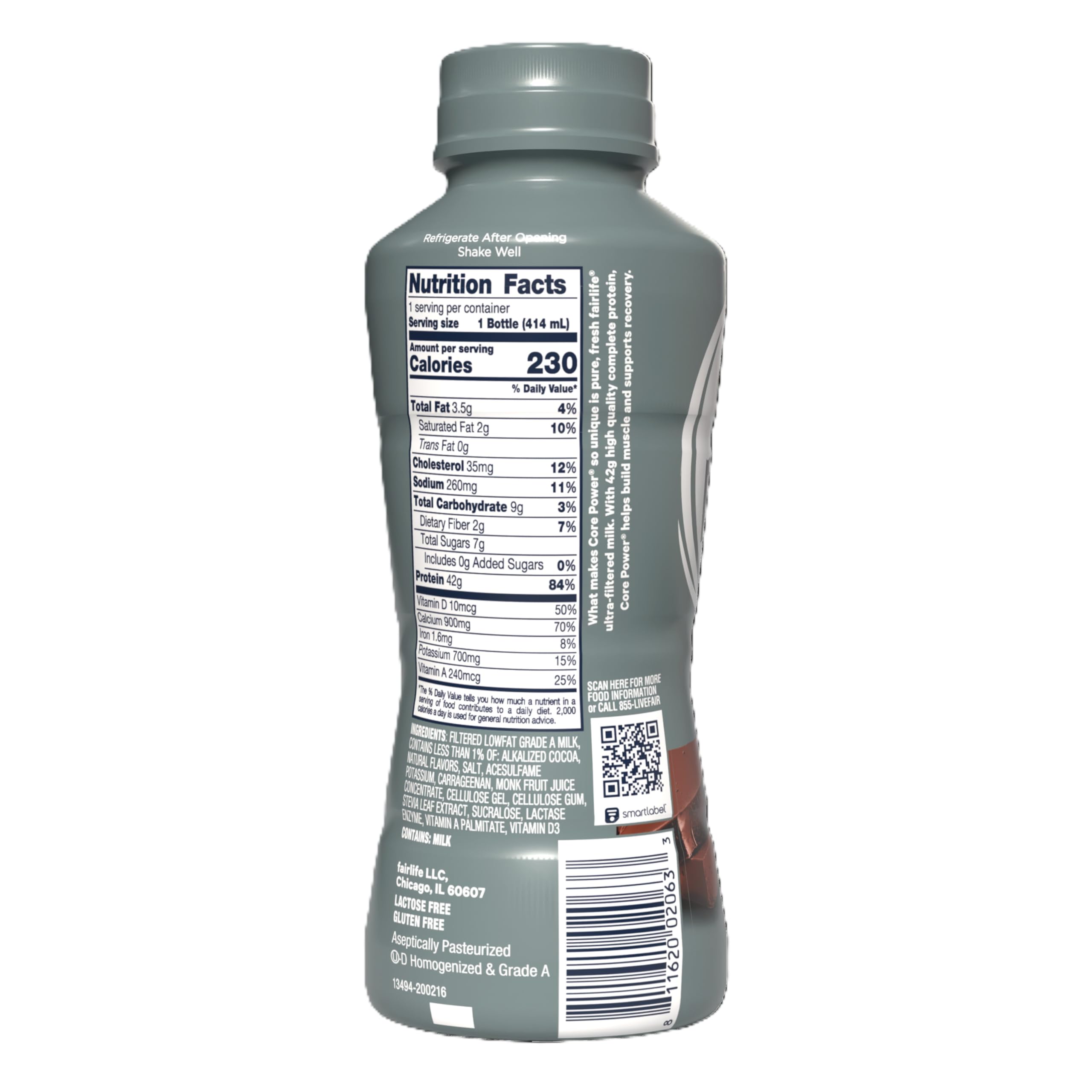 Person drinking Core Power Elite chocolate post-workout in lifestyle scene