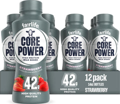 Core Power bottle front showing Elite strawberry and 42g protein benefit