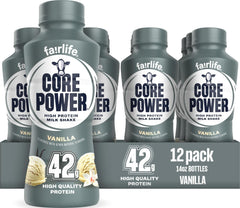 Core Power Elite front packaging showing vanilla bottle and branding, highlights convenience