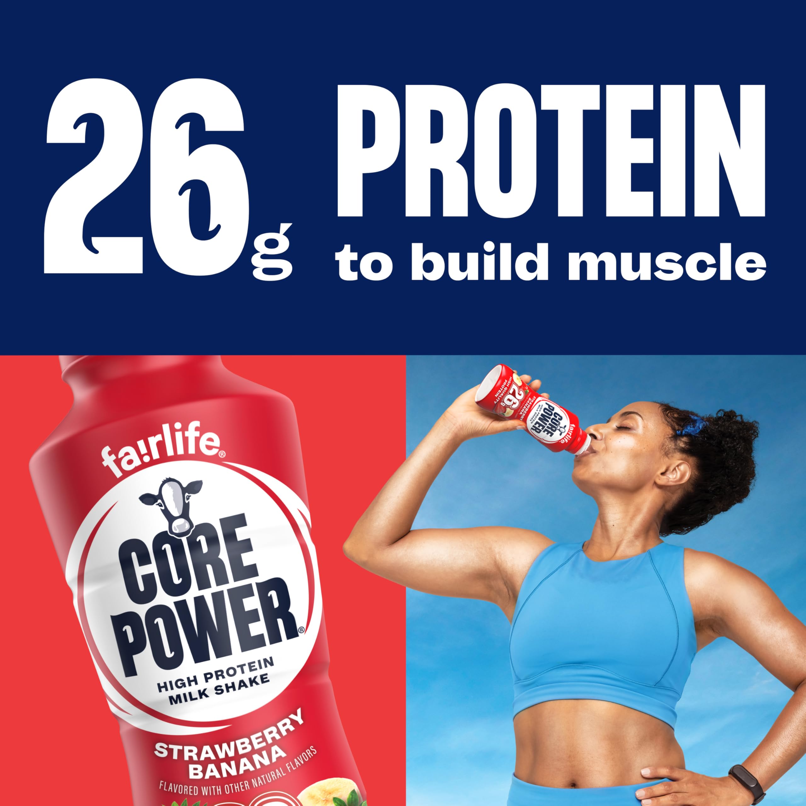 Core Power bottle in hand demonstrating 14oz size and portable protein